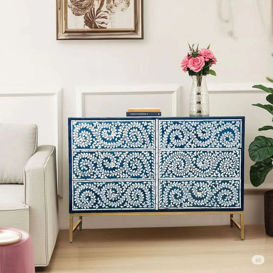 HARMONY MOTHER OF PEARL 6-DRAWER CHEST OF DRAWERS - MyChocolateWood