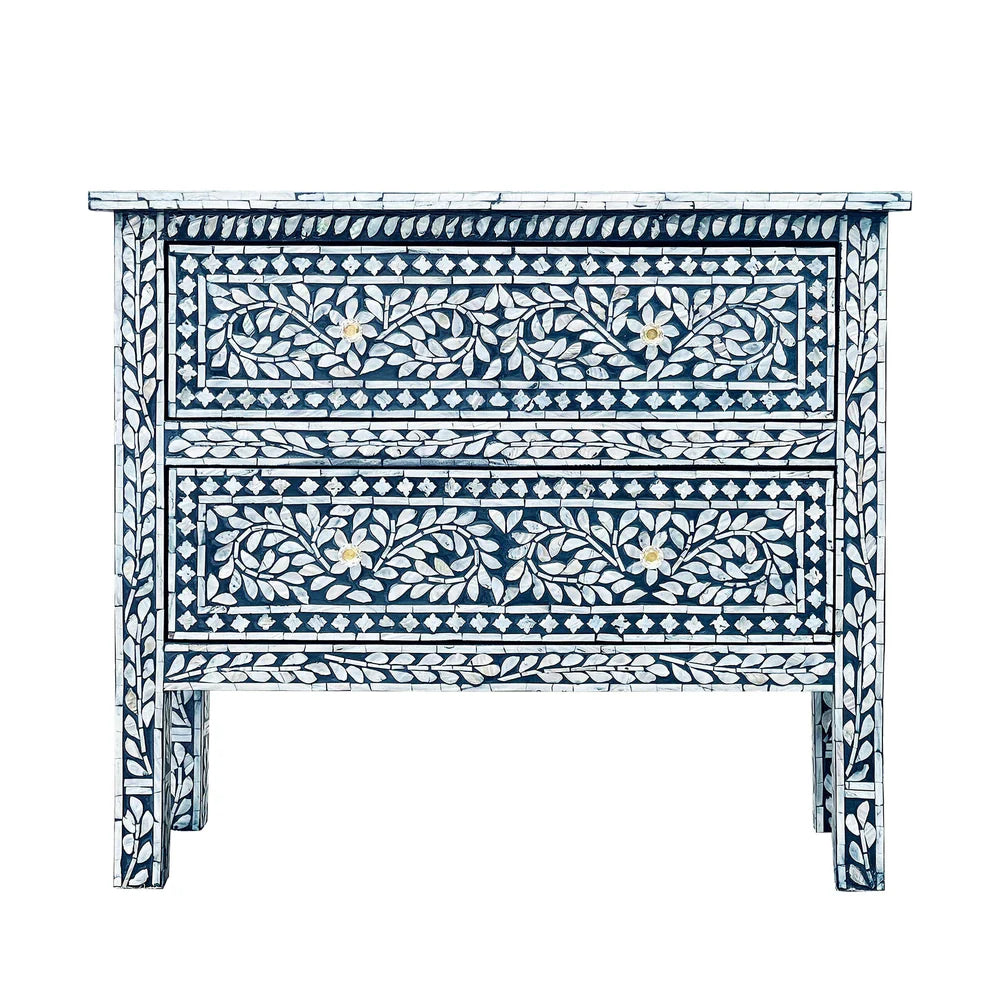 RADIANCE MOTHER OF PEARL HAND MADE SWIRL CHEST OF 2 DRAWERS - MyChocolateWood