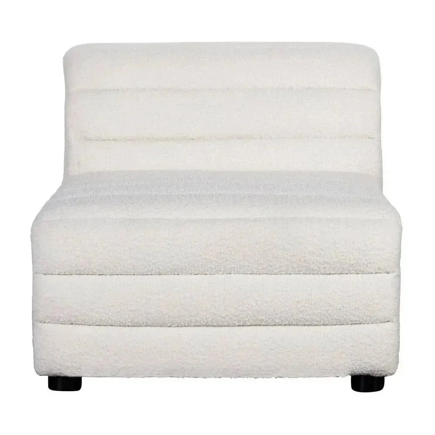 Meredith Boucle Occasional Chair in White - Chocolate Wood
