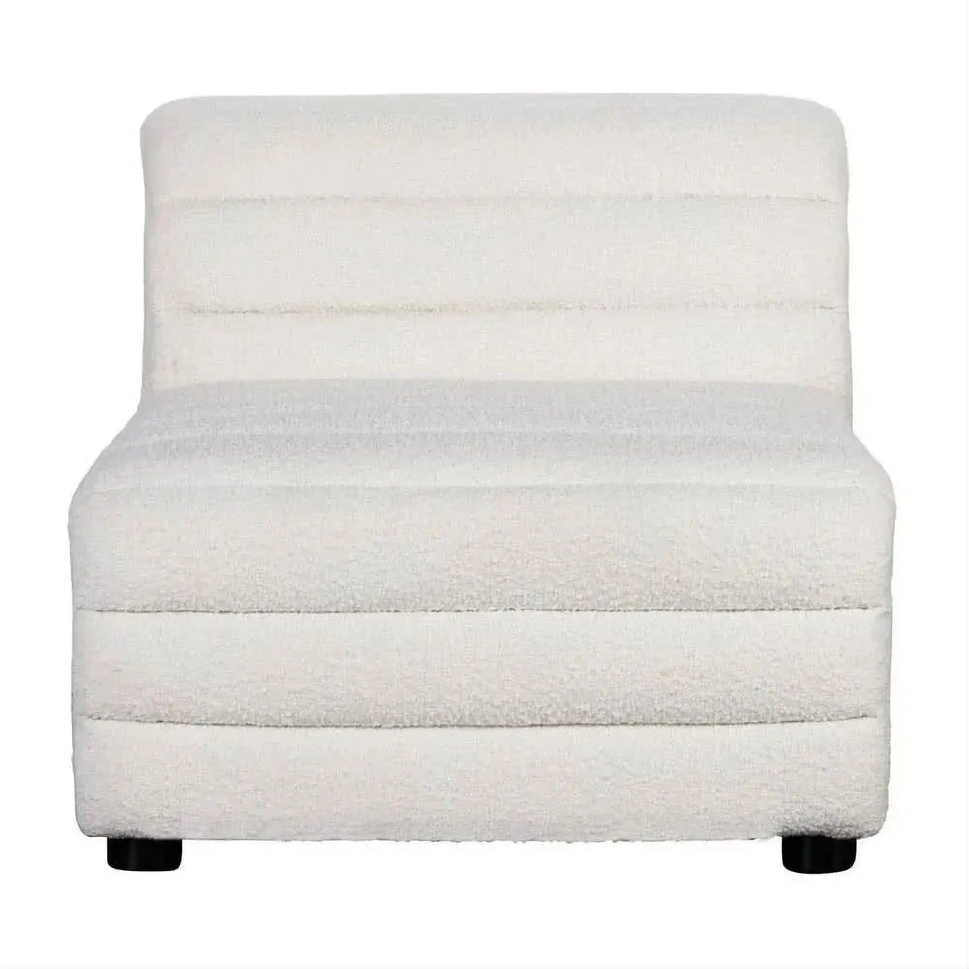 Meredith Boucle Occasional Chair in White - Chocolate Wood