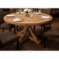 Gibraltar Hampton Style Round Herringbone Parquetry Dining Table in Natural - Chocolate Wood