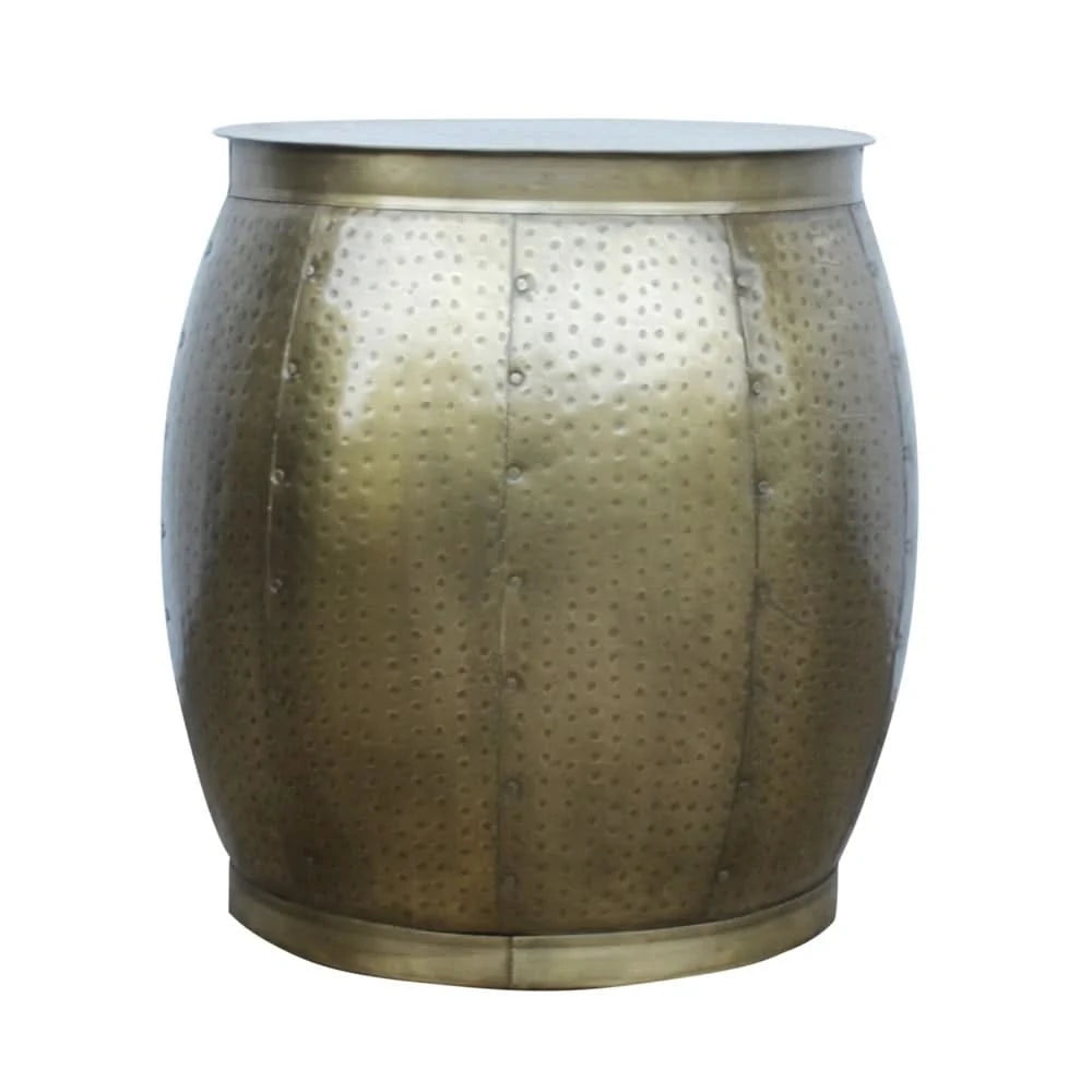 SETH BRASS LOOK RUSTIC HAMMERED SIDE TABLE/LAMP TABLE/ACCENT TABLE - MyChocolateWood