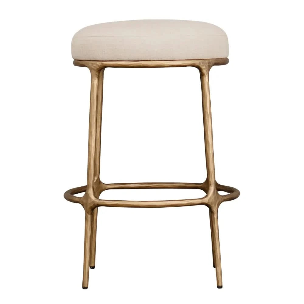 SOREN KITCHEN STOOL - BRASS /NATURAL LINEN - MyChocolateWood