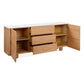 CASPIAN OAK 2-DOOR 3-DRAWER BUFFET/SIDEBOARD  NATURAL/WHITE CERAMIC TOP - MyChocolateWood