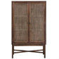 Solid mango wood Eldridge tall cupboard cabinet in honey brown with natural wood grain and modern design.