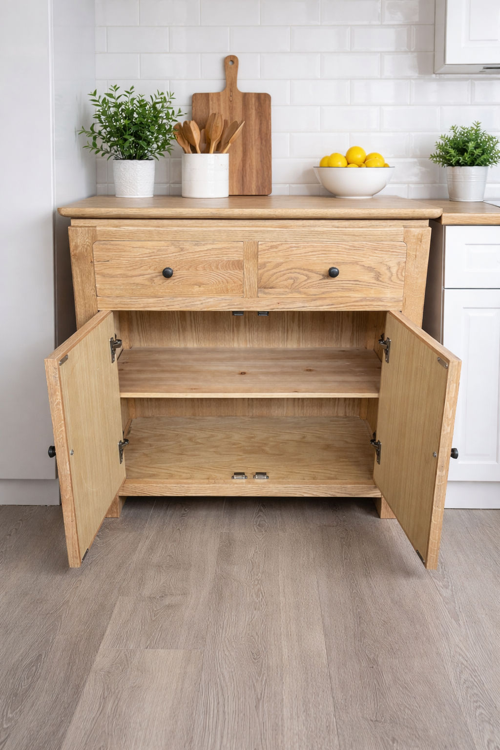 ELLA SOLID OAK CABINET/ BUFFET/SIDEBOARD 2 DOORS & 2 DRAWERS NATURAL - MyChocolateWood