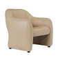 Anders Top Grain Cow Leather Armchair in Cappuccino Cream - Chocolate Wood