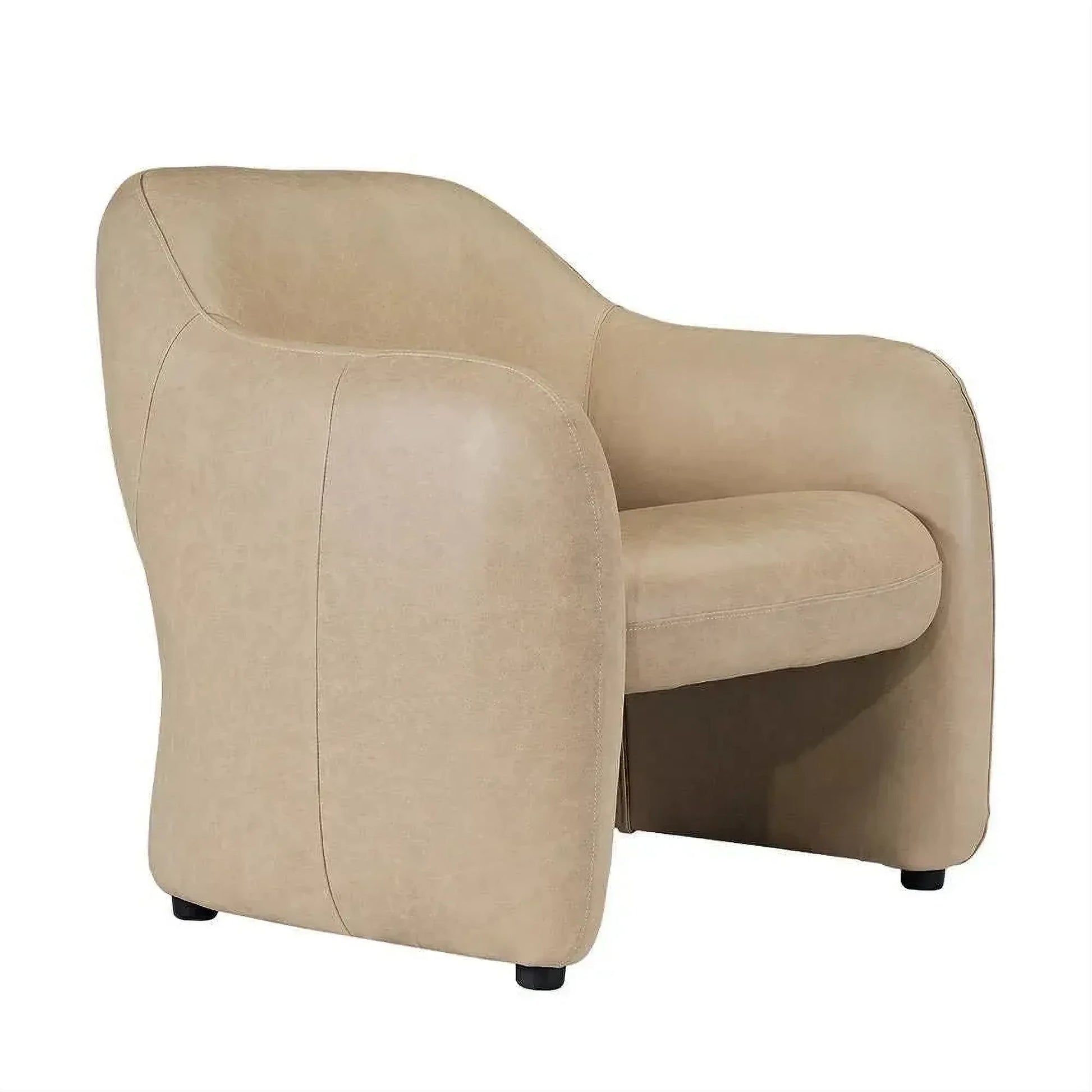 Anders Top Grain Cow Leather Armchair in Cappuccino Cream - Chocolate Wood