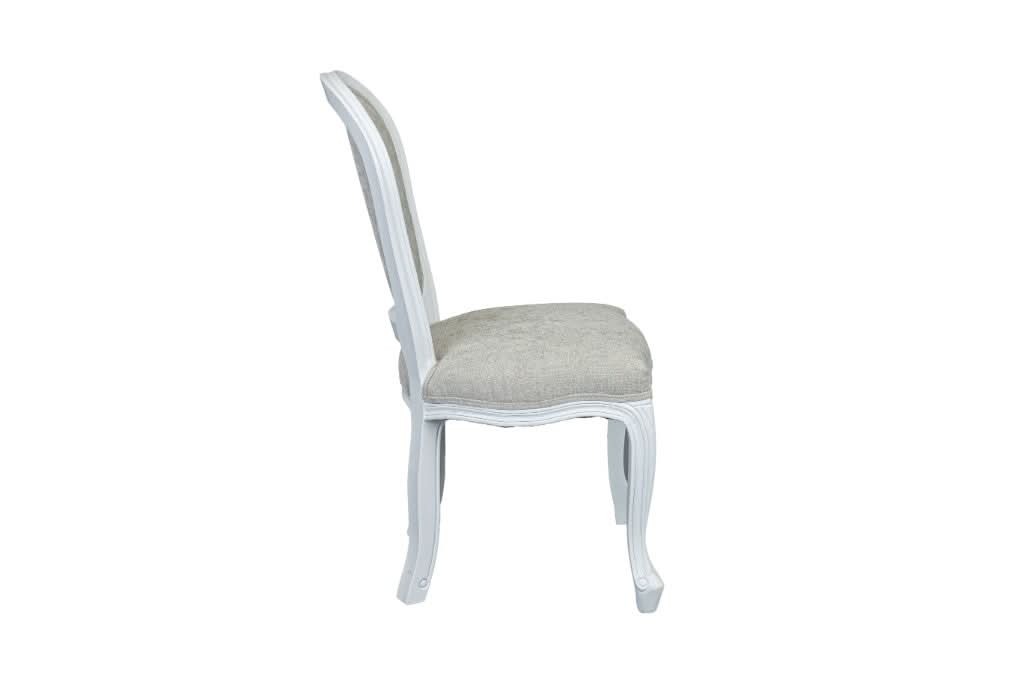 Sherborne white rubberwood dining chair by MyChocolateWood, with a sleek design and comfortable seating.