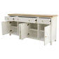 CHRISTA HAMPTON SOLID ACACIA 4-DOOR 3 DRAWER BUFFET SIDEBOARD LIGHT OAK TOP/  WHITE BASE - MyChocolateWood