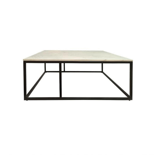 Vintry Coffee Table with White Marble Top on Black Base