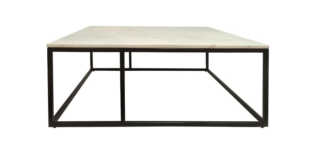 VINTRY COFFEE TABLE - WHITE MARBLE TOP ON BLACK BASE