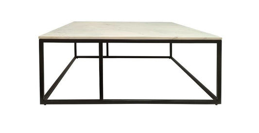 VINTRY COFFEE TABLE - WHITE MARBLE TOP ON BLACK BASE