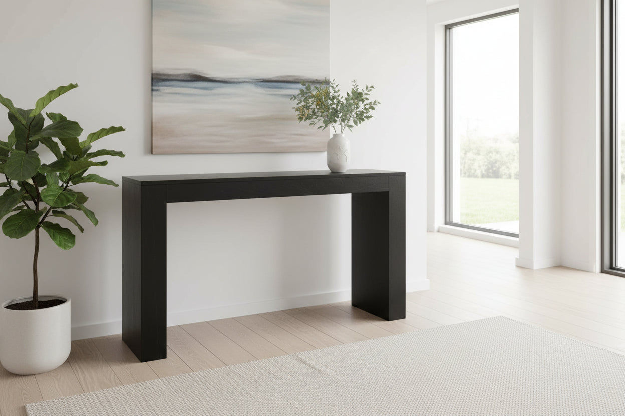 HUDSON SOLID MINDI WOOD 1-DRAWER CONSOLE TABLE/HALL TABLE BLACK - MyChocolateWood