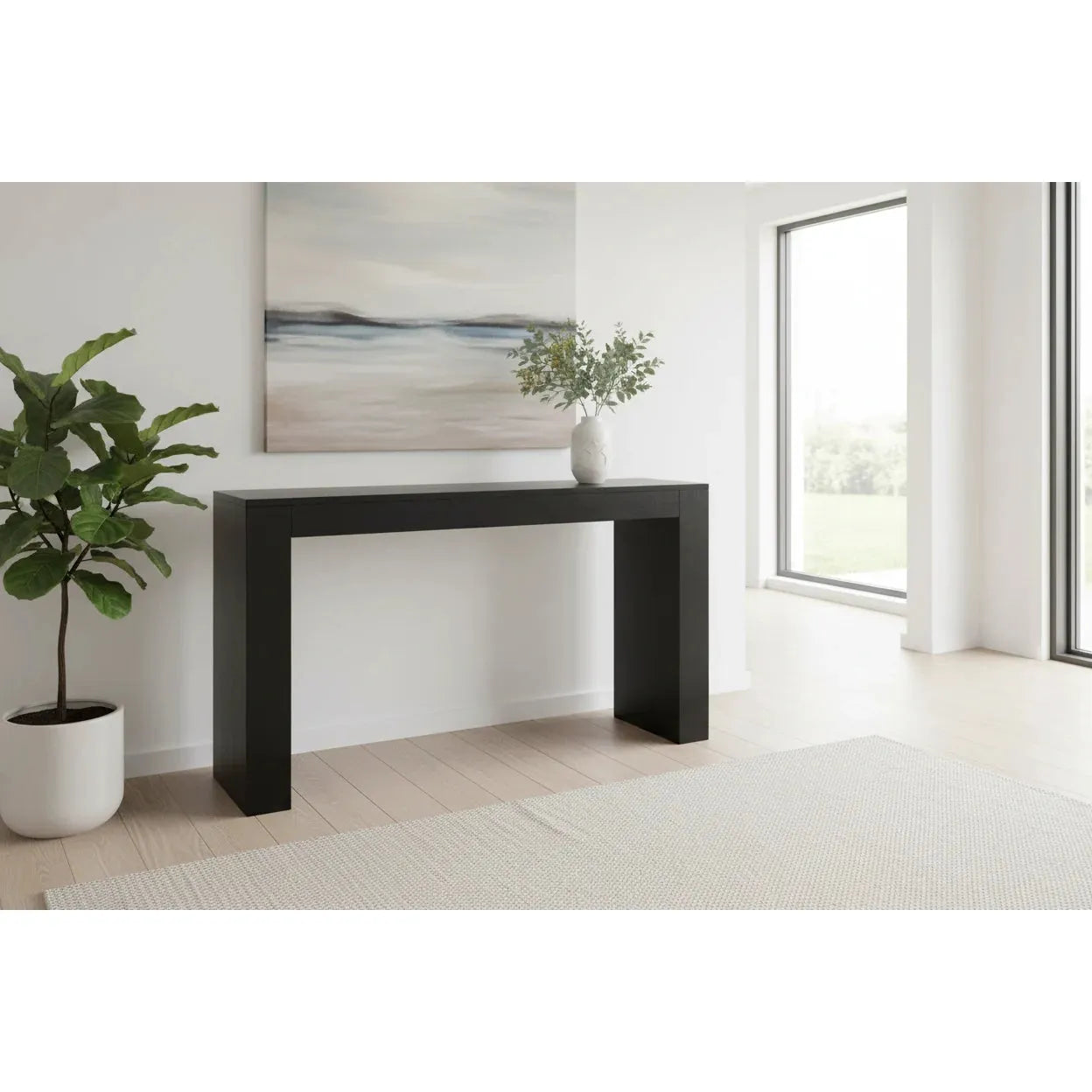 Hudson Solid Mindi Timber 1-Drawer Console Table / Hall Table 120cm in Black - Chocolate Wood