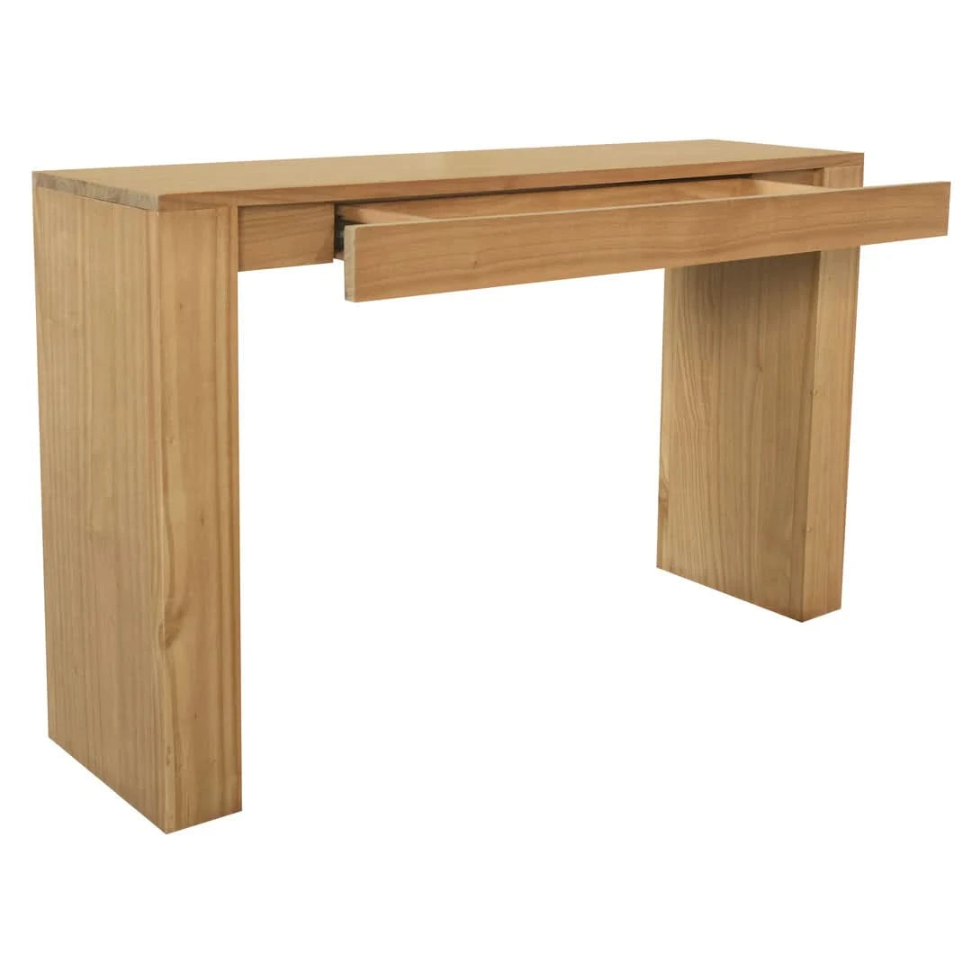 HUDSON SOLID MINDI WOOD 1-DRAWER CONSOLE TABLE/HALL TABLE NATURAL - MyChocolateWood