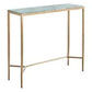 Melina Console Table in Dusty Jade Marble with Gold Stainless Steel - Chocolate Wood