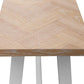 MIRAN PARQUETRY TOP CONSOLE TABLE/HALL TABLE WHITEWASH OAK TOP/WHITE PAINTED BASE 130CM