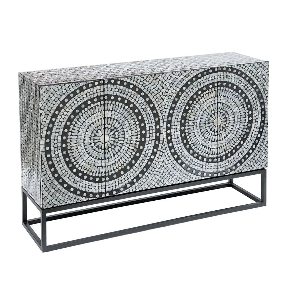 ILANA  MOTHER OF PEARL HAND MADE  2-DOOR SIDEBOARD/BUFFET - MyChocolateWood