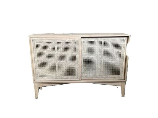BAHAMAS CABINET SIDEBOARD SLIDING RATTAN DOORS/ SOLID OAK NATURAL COLOUR 120CM - MyChocolateWood