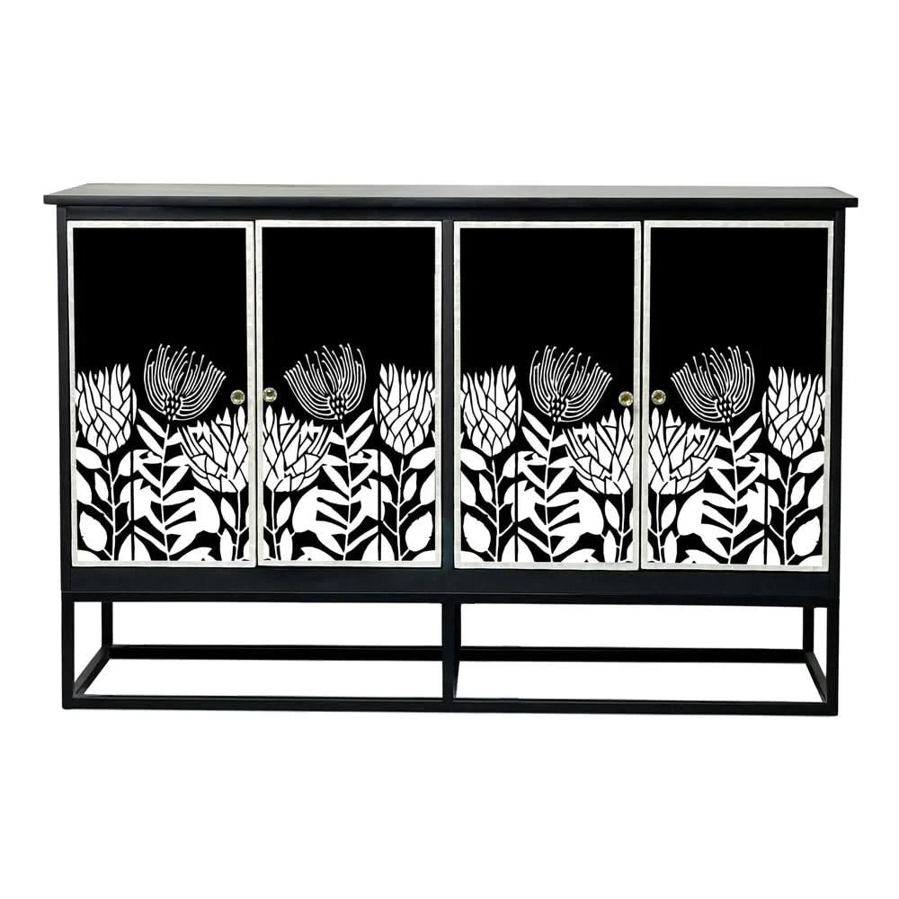CYNTHIA  MOTHER OF PEARL HAND INLAY 4-DOOR SIDEBOARD/BUFFET - MyChocolateWood