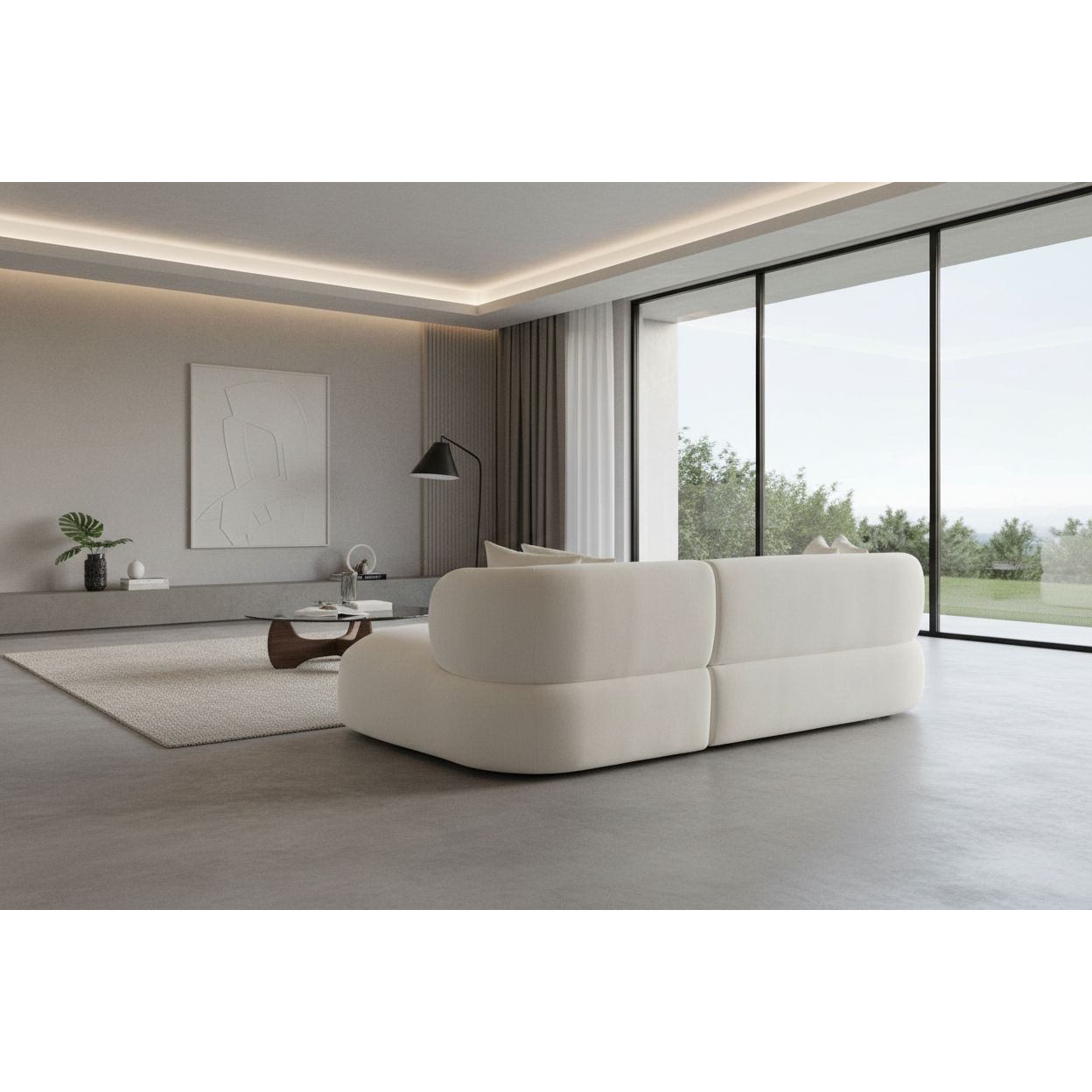 BEECHAM MODULAR 3-SEATER CORNER SOFA WITH RHF CHAISE - NATURAL CHENILLE - MyChocolateWood