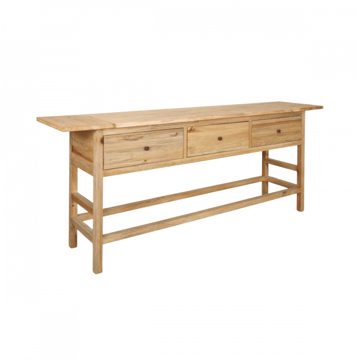 JOELLE 3-DRAWER CONSOLE TABLE/HALL TABLE DISTRESSED NATURAL - MyChocolateWood