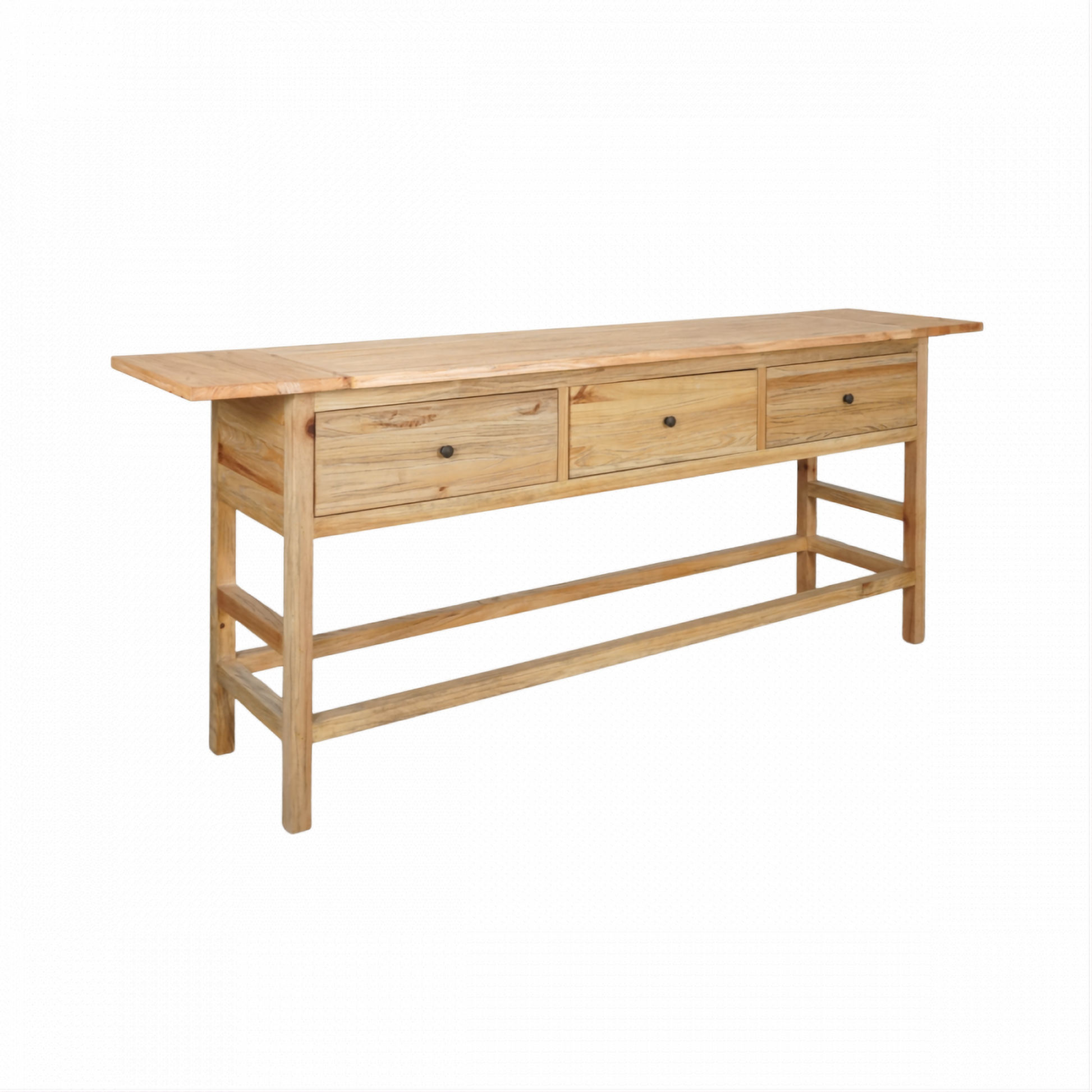 Joelle 3-Drawer Console Table in Distressed Rustic - Chocolate Wood