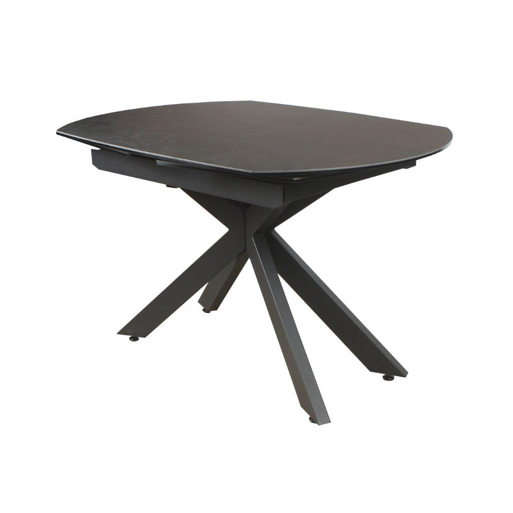 DORIT SWIVEL EXTENSION CERAMIC GLASS DINING TABLE DARK GREY W:120/180CM - MyChocolateWood