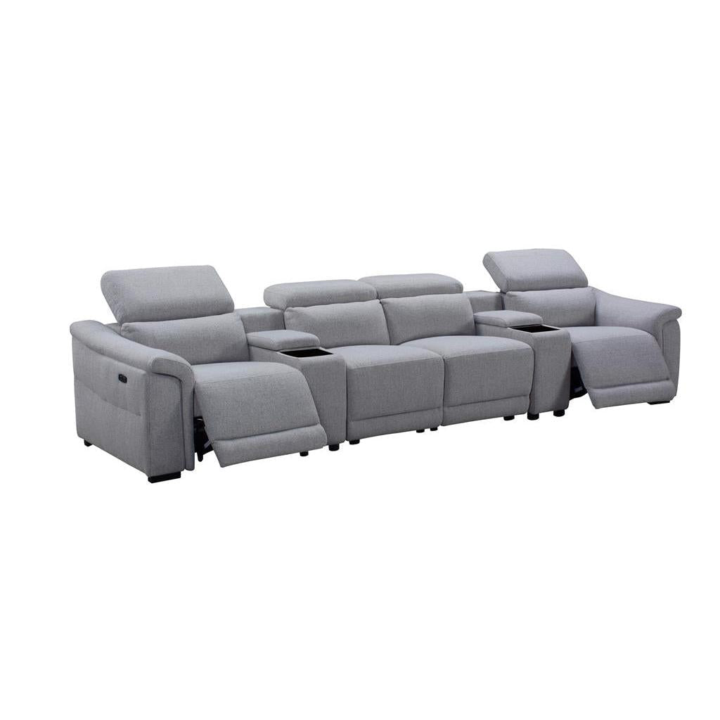 GALLERIA 4-SEATER HOME THEATRE SOFA - 4 ELECTRIC RECLINERS GREY - MyChocolateWood