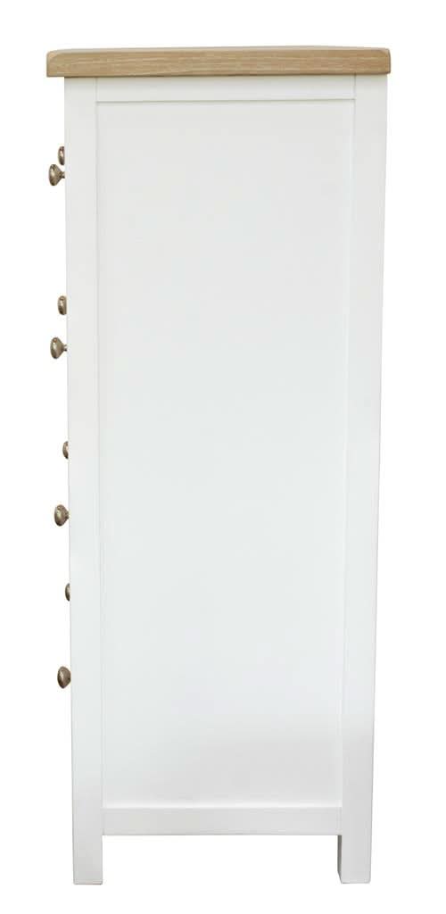 CHRISTA HAMPTON SOLID ACACIA 4 DRAWER TALLBOY CHEST OF 4 DRAWERS LIGHT OAK TOP WHITE BASE - MyChocolateWood