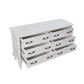 CLARENCE VINTAGE HAND CARVED OAK & VENEER 6 DRAWER DRESSER LIGHTLY DISTRESSED WHITE - MyChocolateWood