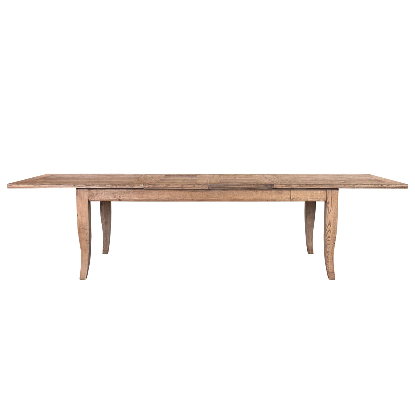 VAILLANT CURVED LEG ELM DOUBLE EXTENSION DINING TABLE W210/260/310 - MyChocolateWood