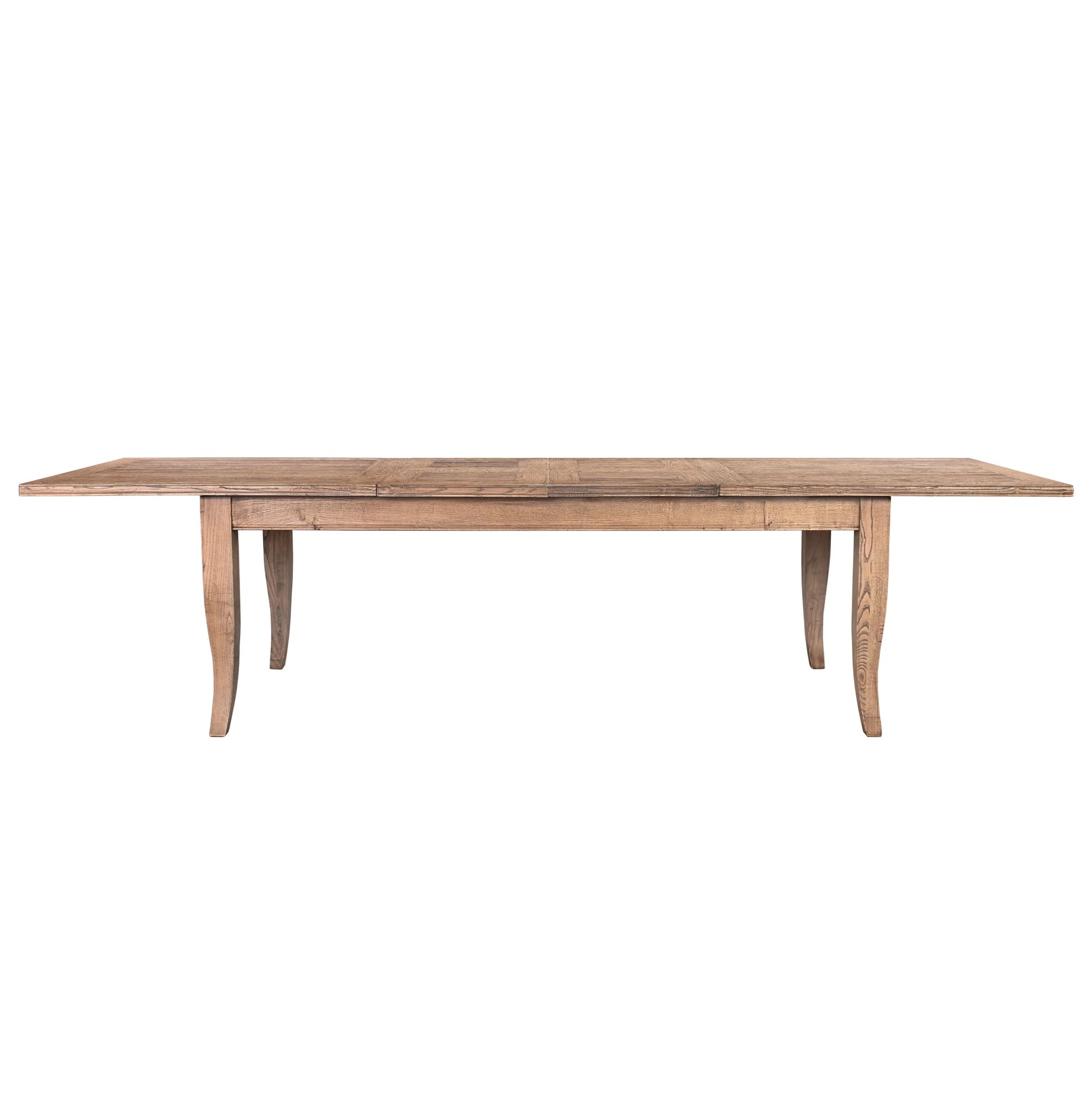 VAILLANT CURVED LEG ELM DOUBLE EXTENSION DINING TABLE W210/260/310 - MyChocolateWood
