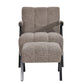 Pellerin Fabric Armchair & Matching Stool in Fawn - Chocolate Wood