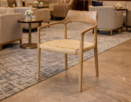 FINNIGAN DINING CHAIR/ARMCHAIR - ASHWOOD & WOVEN ROPE - MyChocolateWood