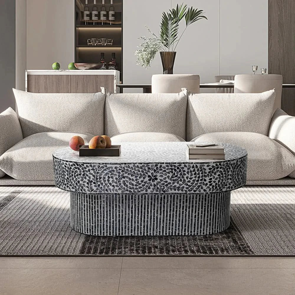 GAYNOR  FLORAL MOTHER OF PEARL COFFEE TABLE - MyChocolateWood
