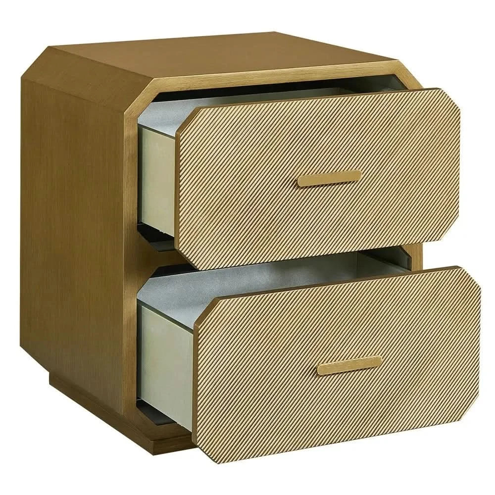 DELGARDO HAMPTON STYLE 2-DRAWER BEDSIDE TABLE ANTIQUE GOLD - MyChocolateWood