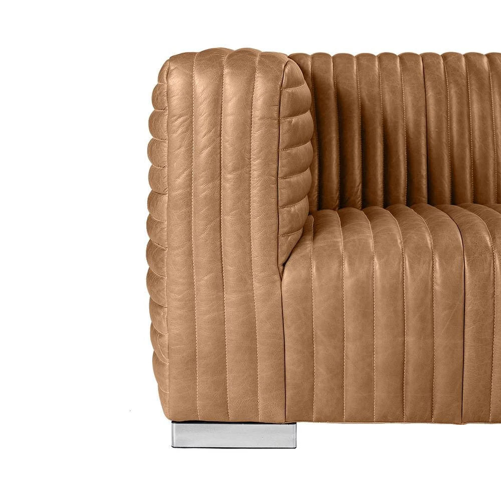 BUFFY 3-SEATER SOFA TOP GRAIN COW LEATHER  LIGHT BROWN - MyChocolateWood