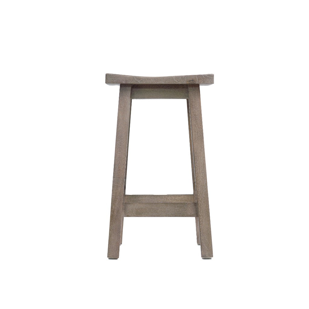 PAPAYA SOLID MANGO WOOD KITCHEN STOOL GREY WASH