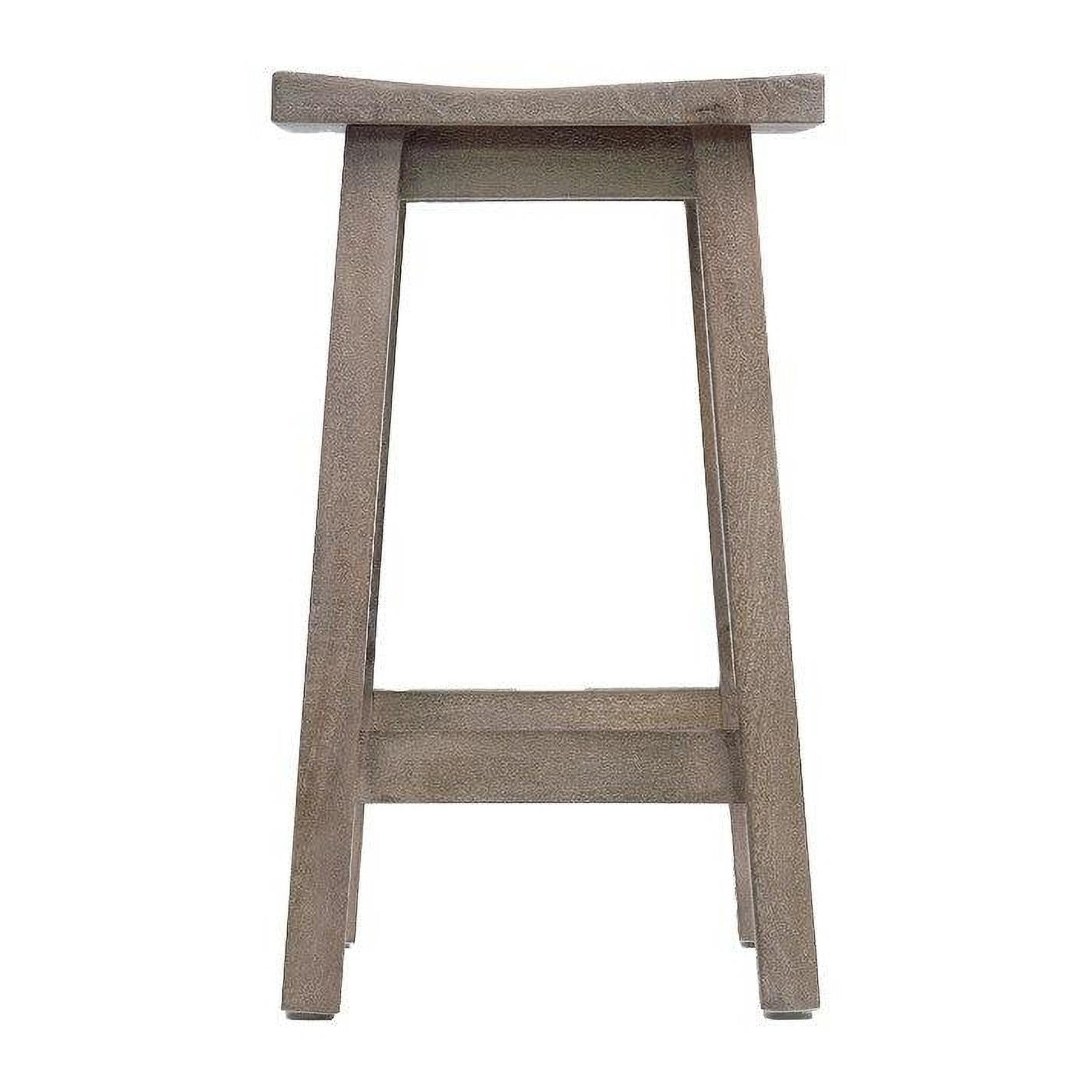 Papaya Solid Mango Wood Kitchen Stool in Grey Wash - Chocolate Wood