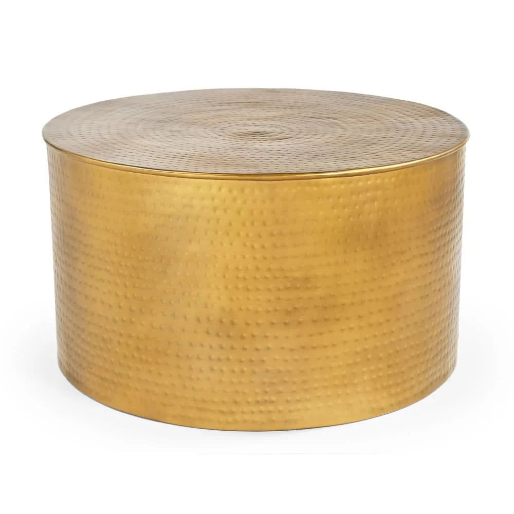 ELIAS ROUND HAMMERED IRON COFFEE TABLE - MyChocolateWood