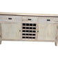 HAMPTON GREYWASHED OAK SIDEBOARD/BUFFET W/20 BOTTLE WINE RACK  3 DRAWERS & 2 DOORS - MyChocolateWood
