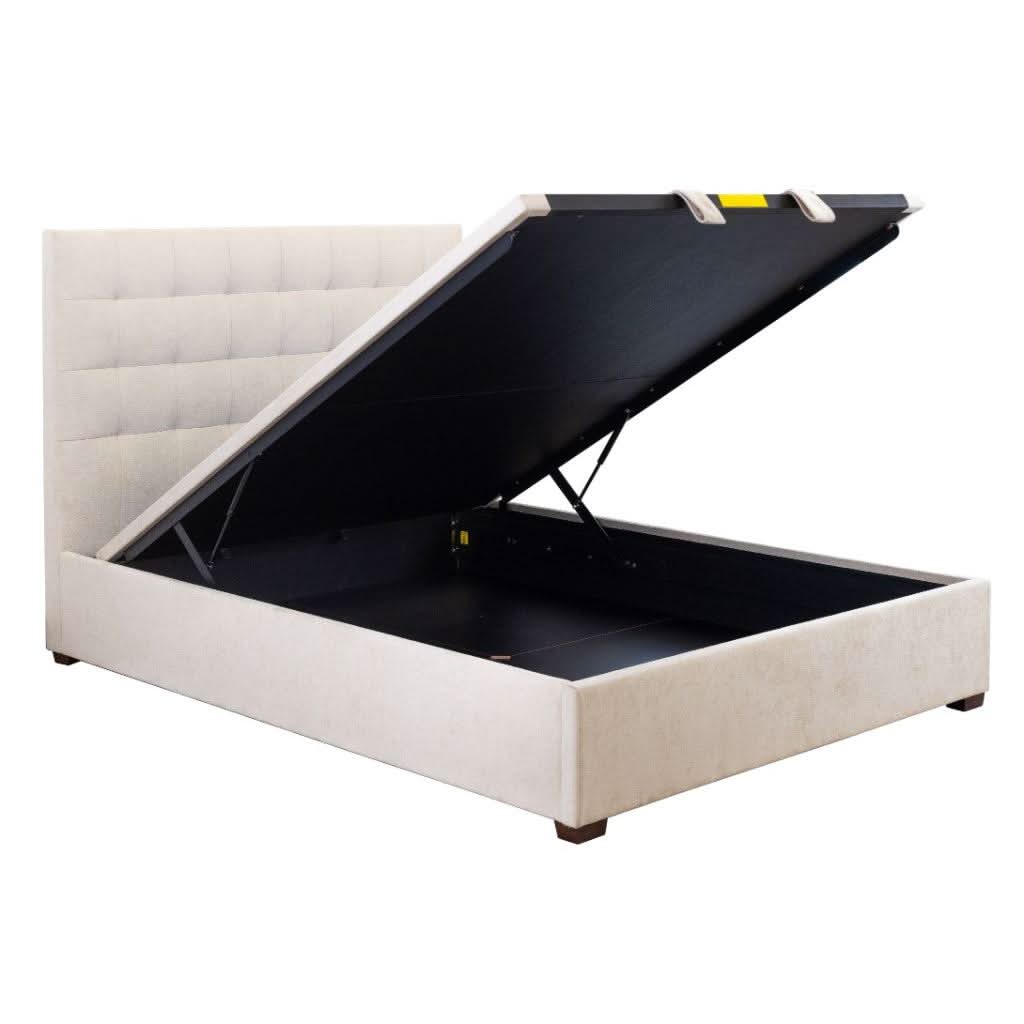 HONI GAS LIFT STORAGE KING SIZE BED OATMEAL - MyChocolateWood