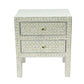 DEENA MOTHER OF PEARL 2-DRAWER BEDSIDE TABLE CREAM HUE - MyChocolateWood