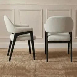 IRVINE FABRIC DINING CHAIR BLACK FRAME/ IVORY UPHOLSTERY - MyChocolateWood