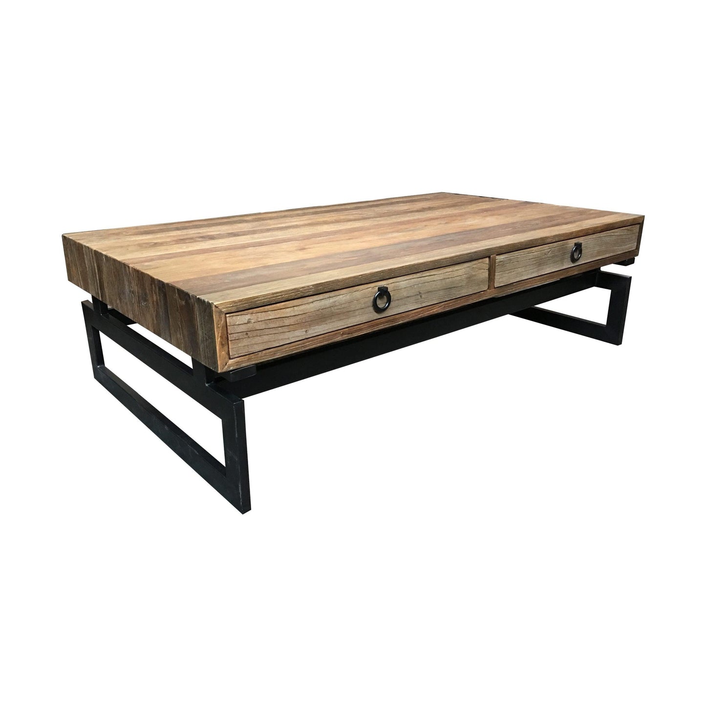 JESPIE RECYCLED ELM & IRON COFFEE TABLE NATURAL - MyChocolateWood