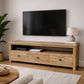 KENSIT HAMPTONS RUSTIC RECYCLED ELM  PARQUETRY PATTERN TV ENTERTAINMENT UNIT 3 DRAWERS/SHELF - MyChocolateWood