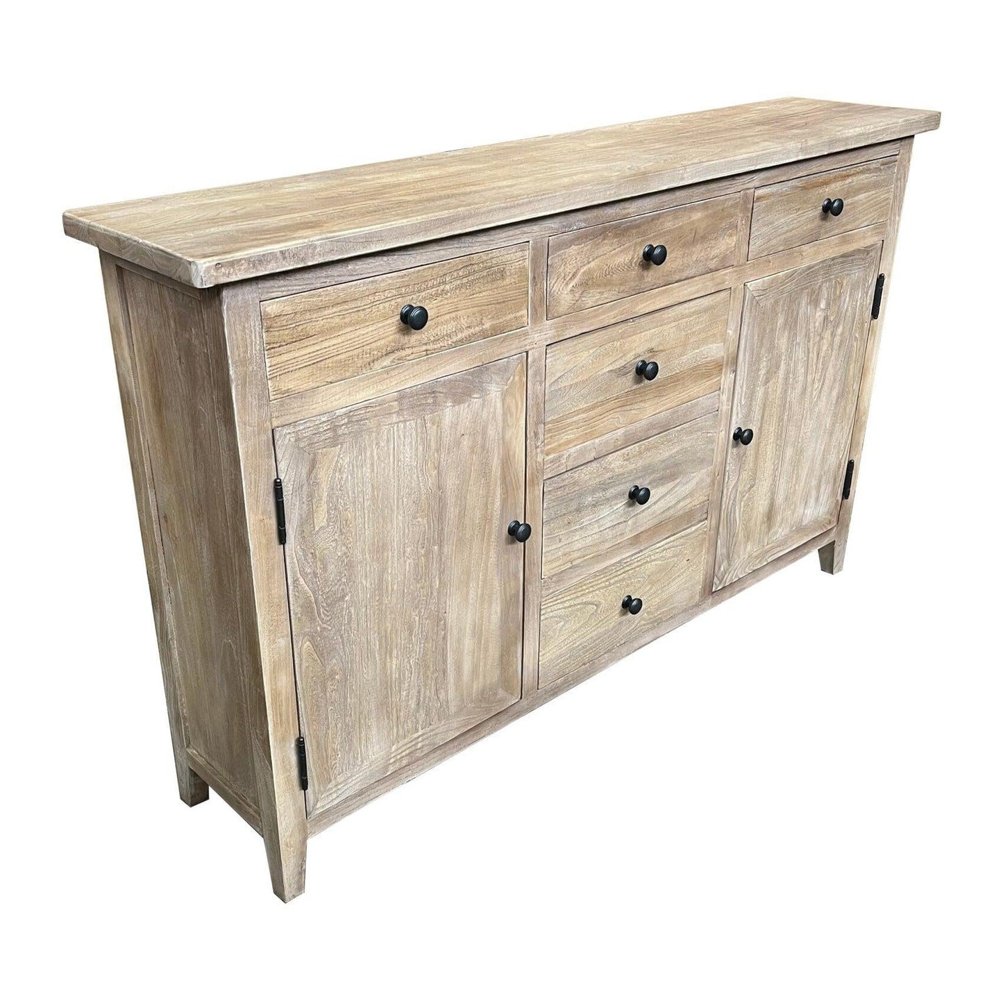 KLOWI RUSTIC 6-DRAWER 2-DOOR CABINET STORAGE CUPBOARD SIDEBOARD BUFFET RECYCLED ELM 130CM
