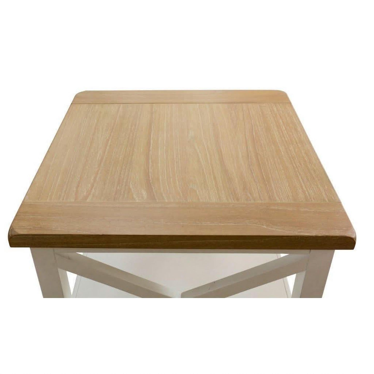 CHRISTA HAMPTON SOLID ACACIA LAMP TABLE/SIDE TABLE LIGHT OAK TOP WHITE BASE - MyChocolateWood